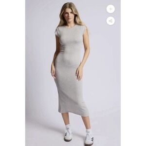 NWT Sage‎ The Label Heather Grey Fresh Fair Back Cutout Maxi Dress size Small